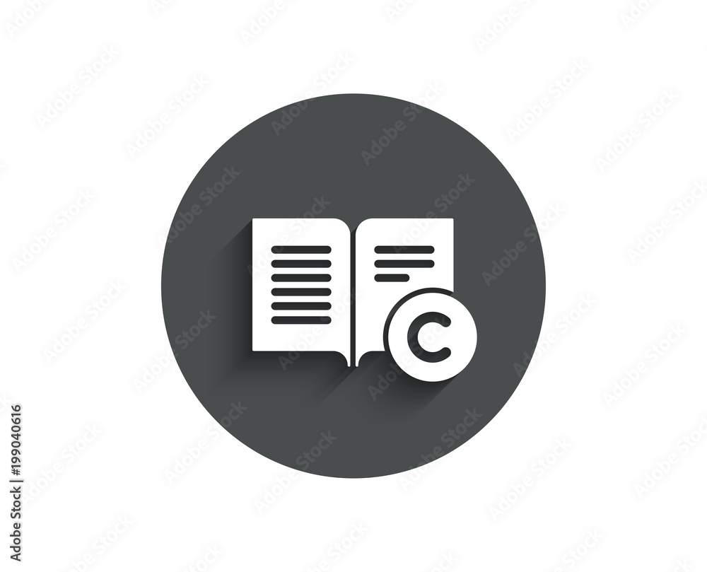 Сopyright simple icon. Copywriting or Book sign. Feedback symbol. Circle flat button with shadow. Vector Сopyright simple icon. Copywriting or Book sign. Feedback symbol. Circle flat button with shadow. Vector