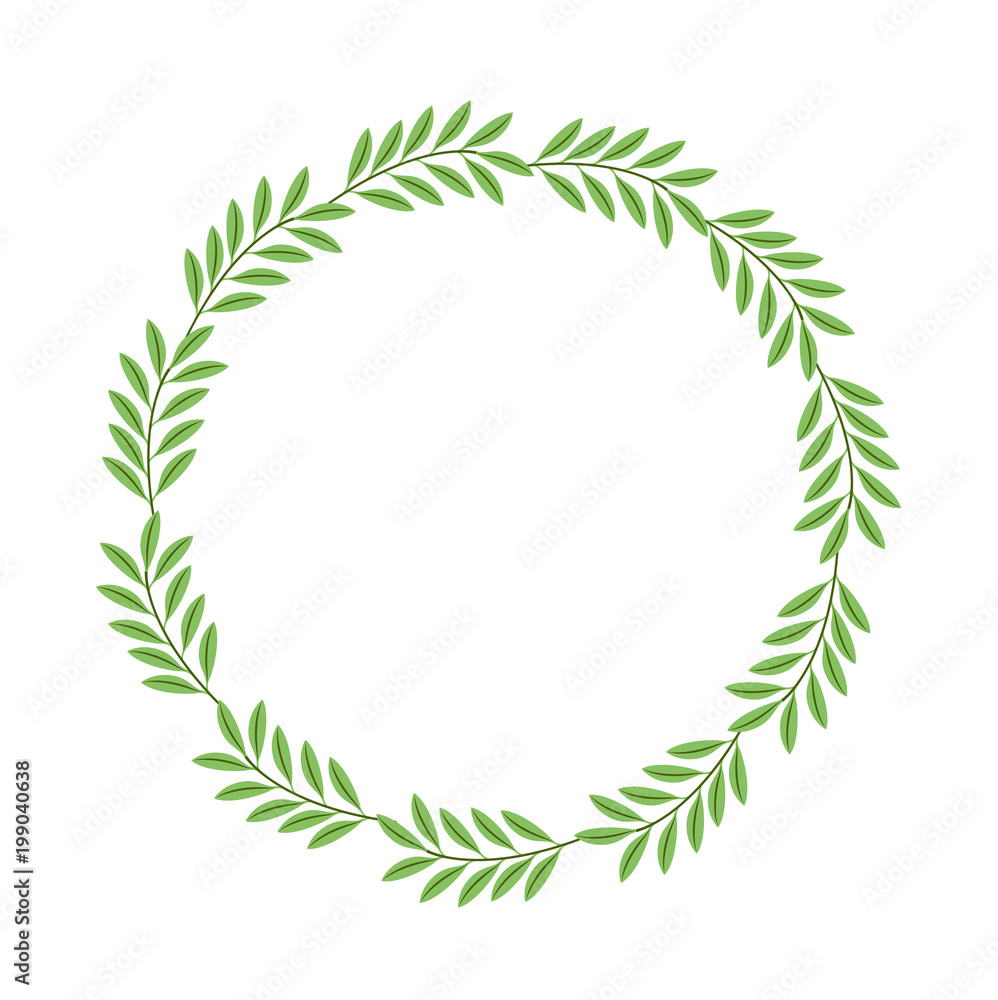 wreath leafs decorative icon vector illustration design