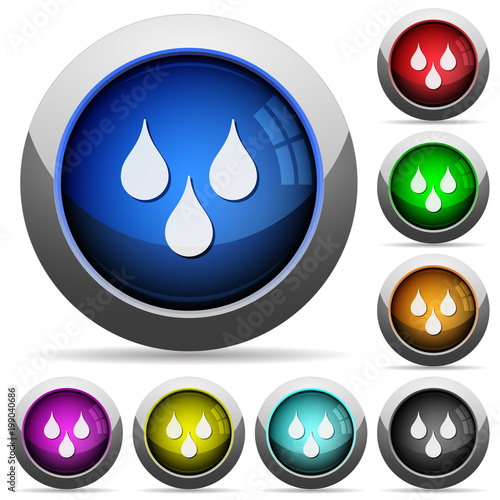 Water drops round glossy buttons
