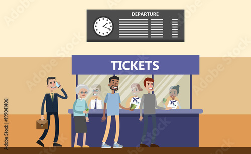 Bying tickets at terminal.