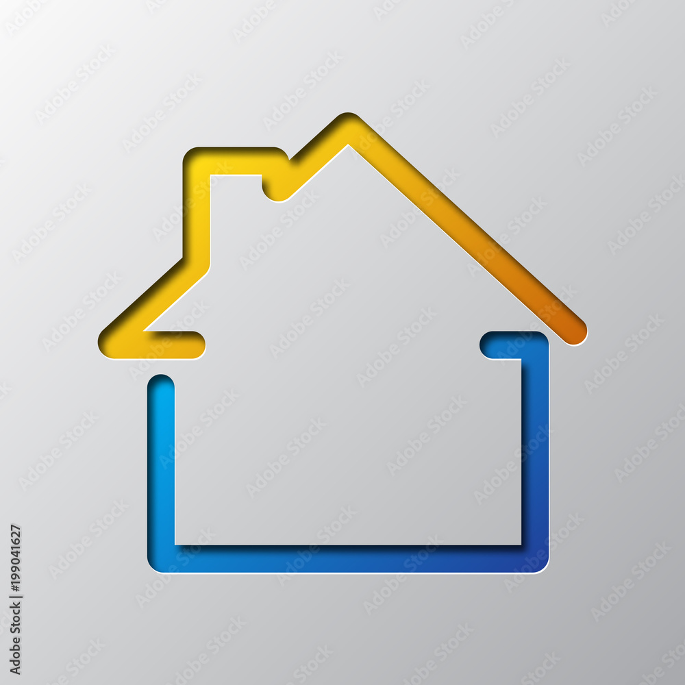Paper art of the house icon. Vector illustration. Paper art of the house icon. Vector illustration.