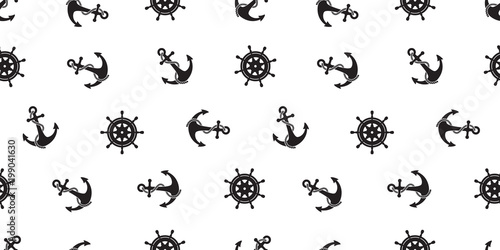Anchor helm seamless pattern vector Nautical maritime sea ocean boat isolated background © CNuisin