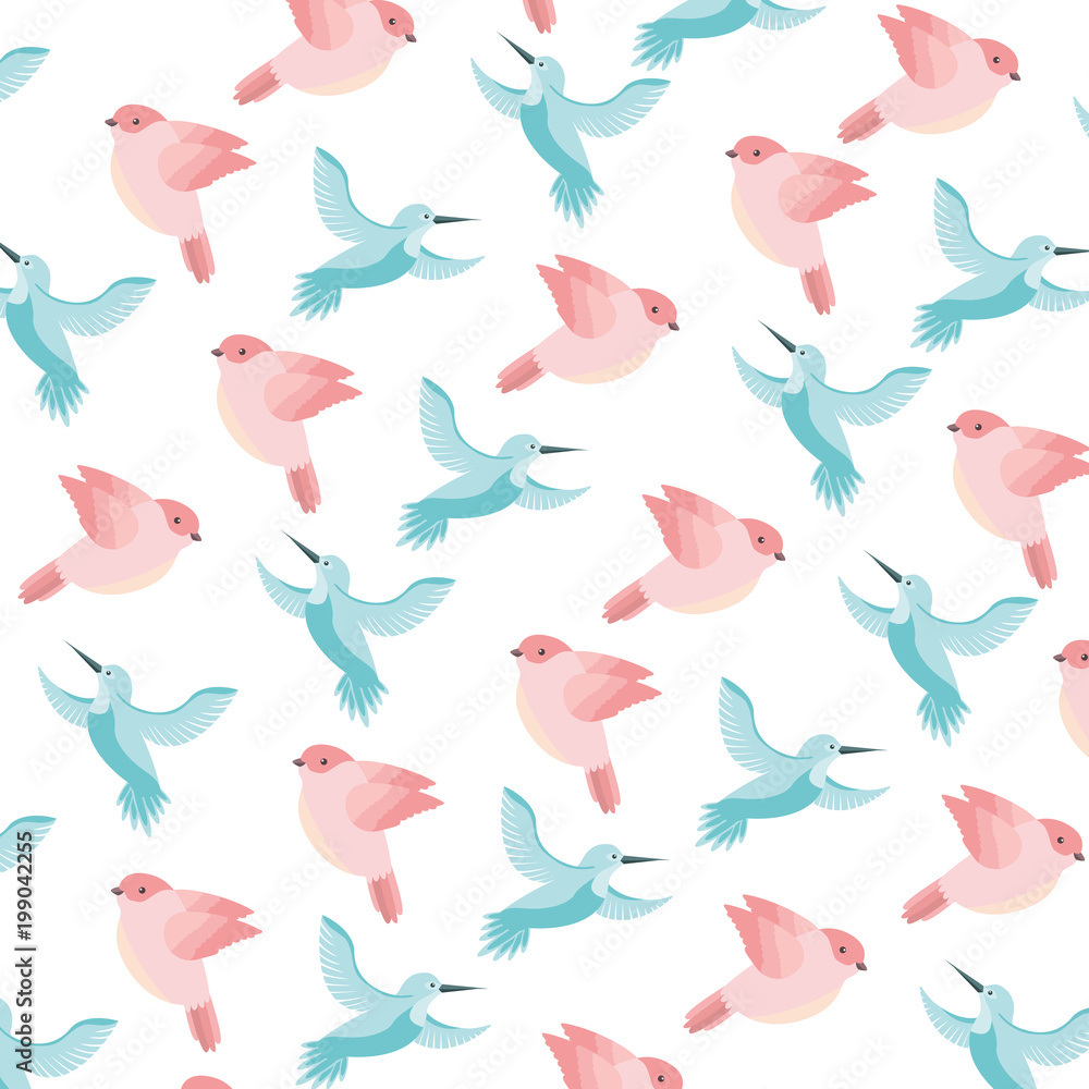 cute birds flying with beautiful plumage pattern vector illustration design cute birds flying with beautiful plumage pattern vector illustration design