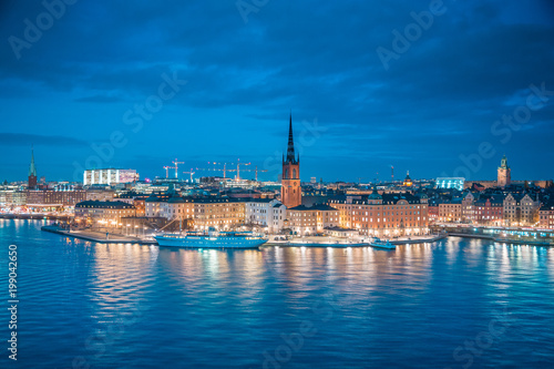 Stockholm skyline panorama in twilight  Sweden