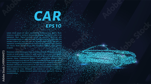 The car of the particles. The crossover consists of circles and points. Vector illustration.