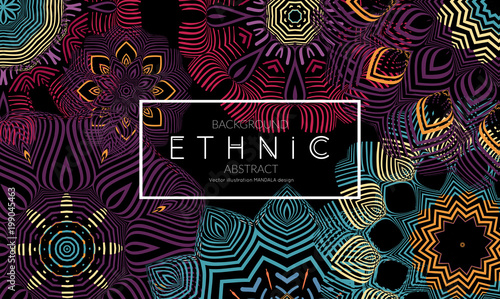 Ethnic banners template with floral Mandala ornament.