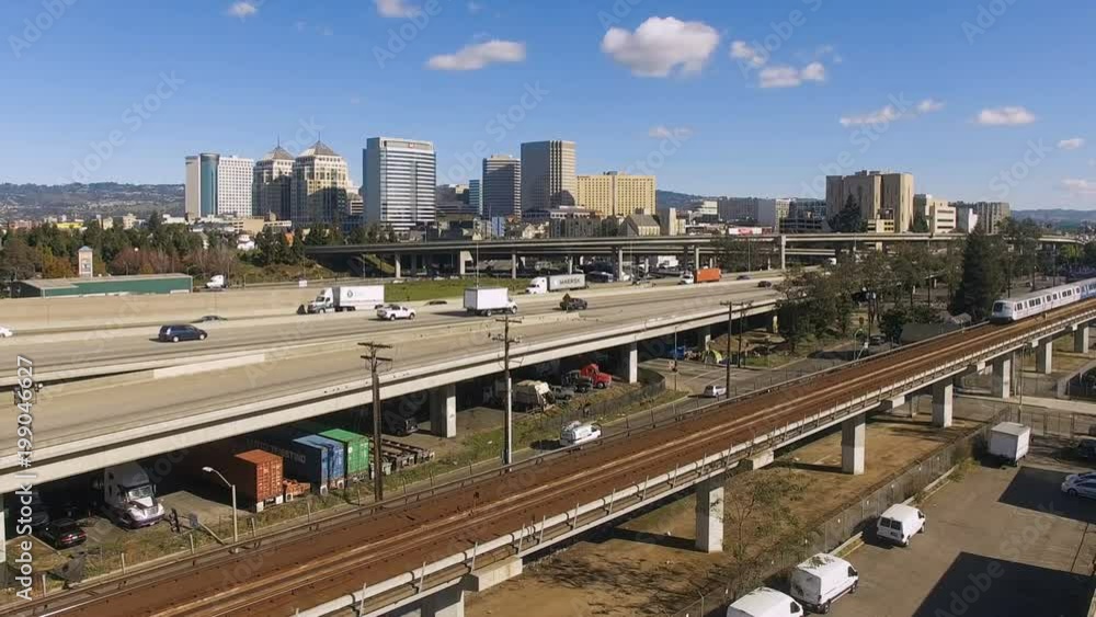 Oakland California Downtown City Skyline Highway Train Mass Transit Oakland California Downtown City Skyline Highway Train Mass Transit