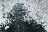 A snowy winter scene in New England