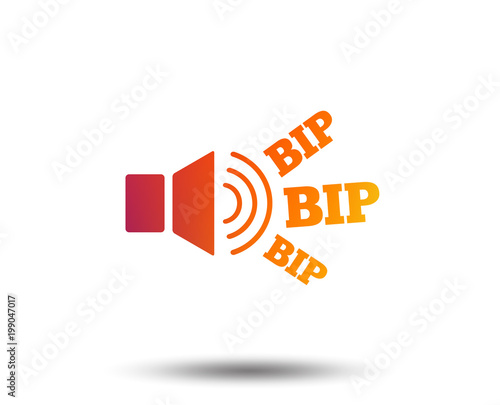 Speaker volume icon. Sound with BIP symbol. Loud signal. Blurred gradient design element. Vivid graphic flat icon. Vector