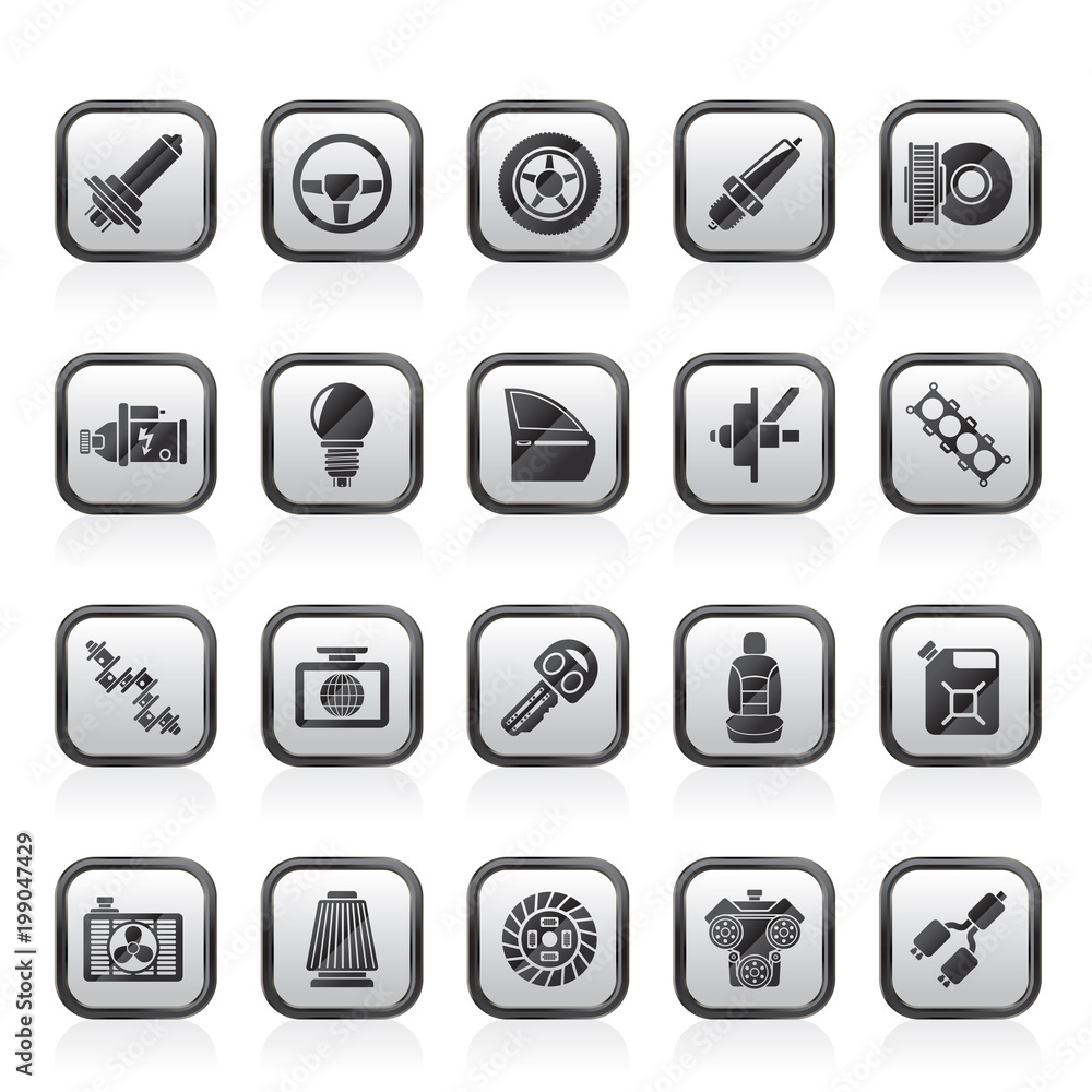 Car part and services icons 1 - vector icon set Car part and services icons 1 - vector icon set