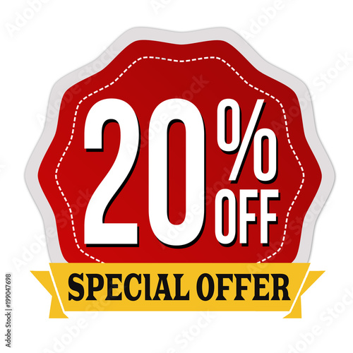 Special offer 20% off label or sticker