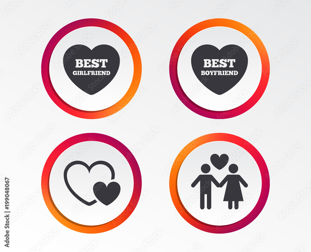 Valentine day love icons. Best girlfriend and boyfriend symbol. Couple lovers sign. Infographic design buttons. Circle templates. Vector Valentine day love icons. Best girlfriend and boyfriend symbol. Couple lovers sign. Infographic design buttons. Circle templates. Vector
