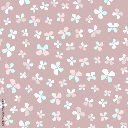 Simple pastel color pattern vector seamless with butterflies