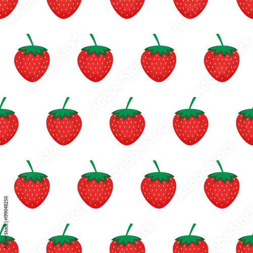 Fototapeta Naklejka Na Ścianę i Meble -  Strawberry background. Seamless pattern with red strawberries. Vector illustration