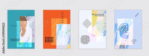 Set of artistic abstract universal card templates