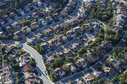 Bilde på lerret Aerial view of suburban cul de sac homes in Thousand Oaks California