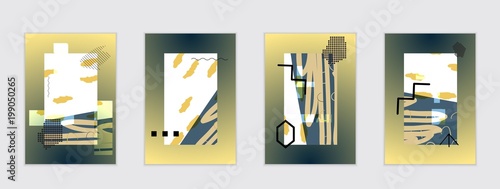 Set of artistic abstract universal card templates