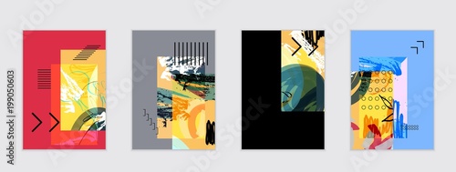 Set of artistic abstract universal card templates