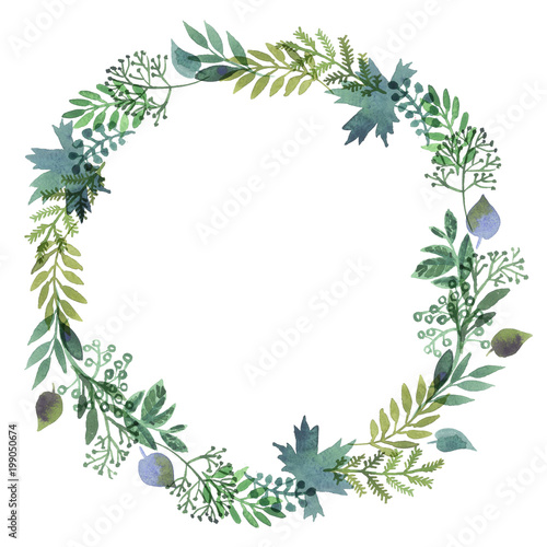 Wreaths made of watercolor leaves.
