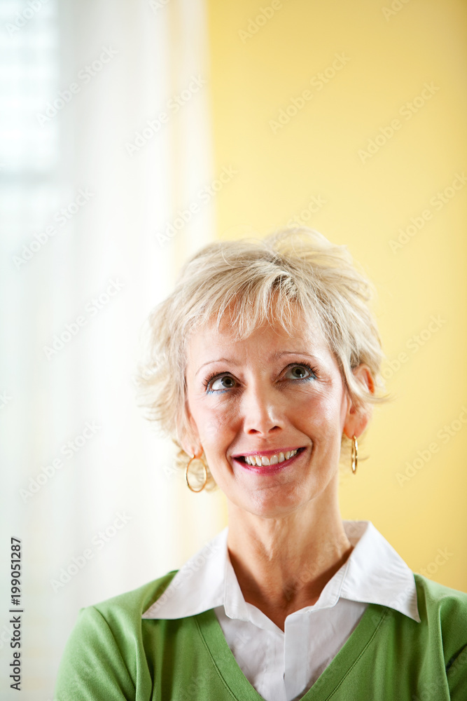 Couple: Woman Looking Up and Thinking Couple: Woman Looking Up and Thinking