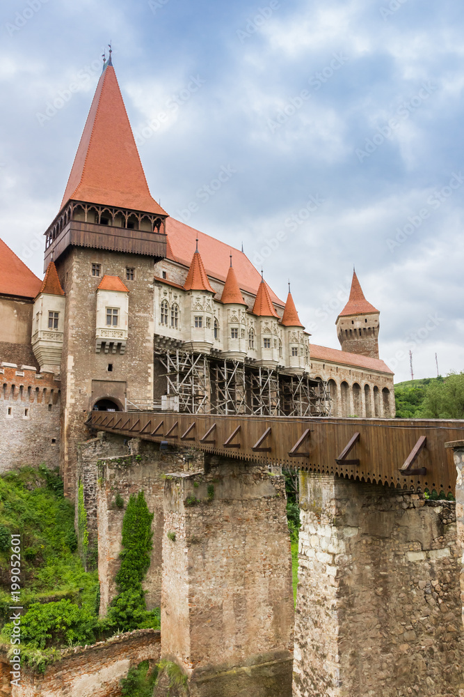 Bridge leading to the castle in Hunedoara, Romania