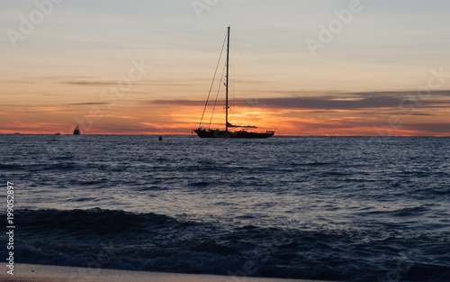 Atardecer y puesta de sol en Formentera, islas Baleares, Mediterráneo, España 