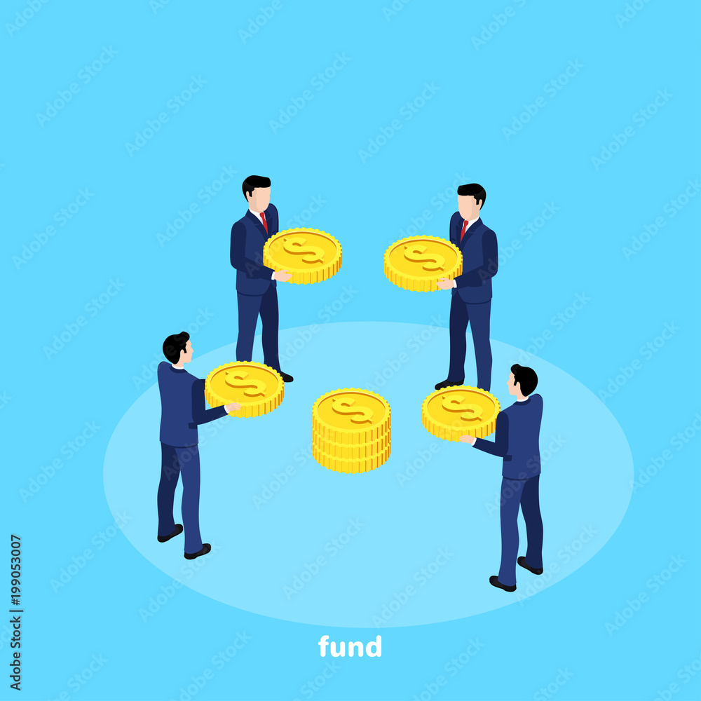 men in business suits with money on their hands, isometric image men in business suits with money on their hands, isometric image