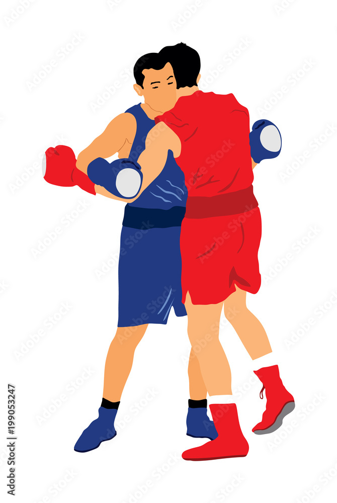 Two boxers in ring vector illustration isolated on white background. Strong fighter. Martial arts. Two boxers in ring vector illustration isolated on white background. Strong fighter. Martial arts.