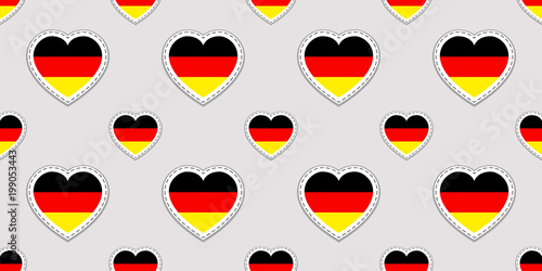 Germany vector background. German flag seamless pattern. Vector stickers. Love hearts symbols. Good choice for language courses, sports pages, travel, geographic, elements. Germanic patriotic design
