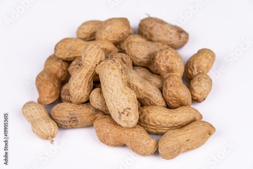 Dried peanuts in closeup.