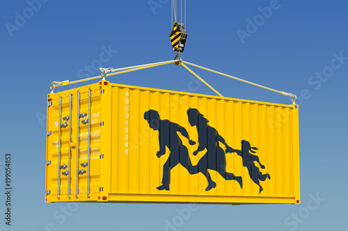 Slika na platnu Human smuggling, illegal entry concept. 3D rendering