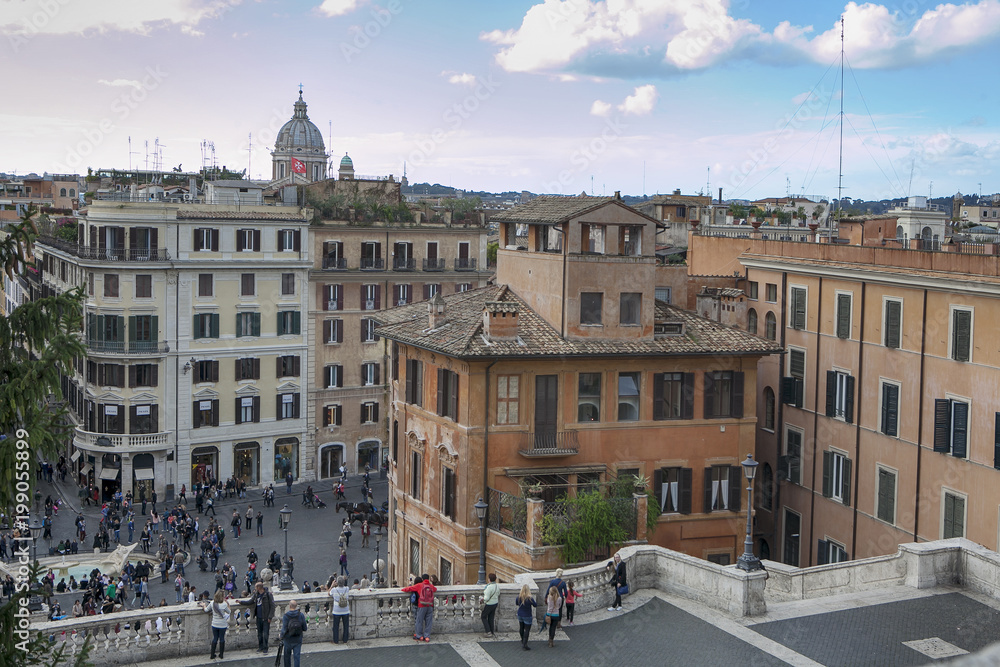 Panoramic view of Rome and St. Peter's Basilica, Italy