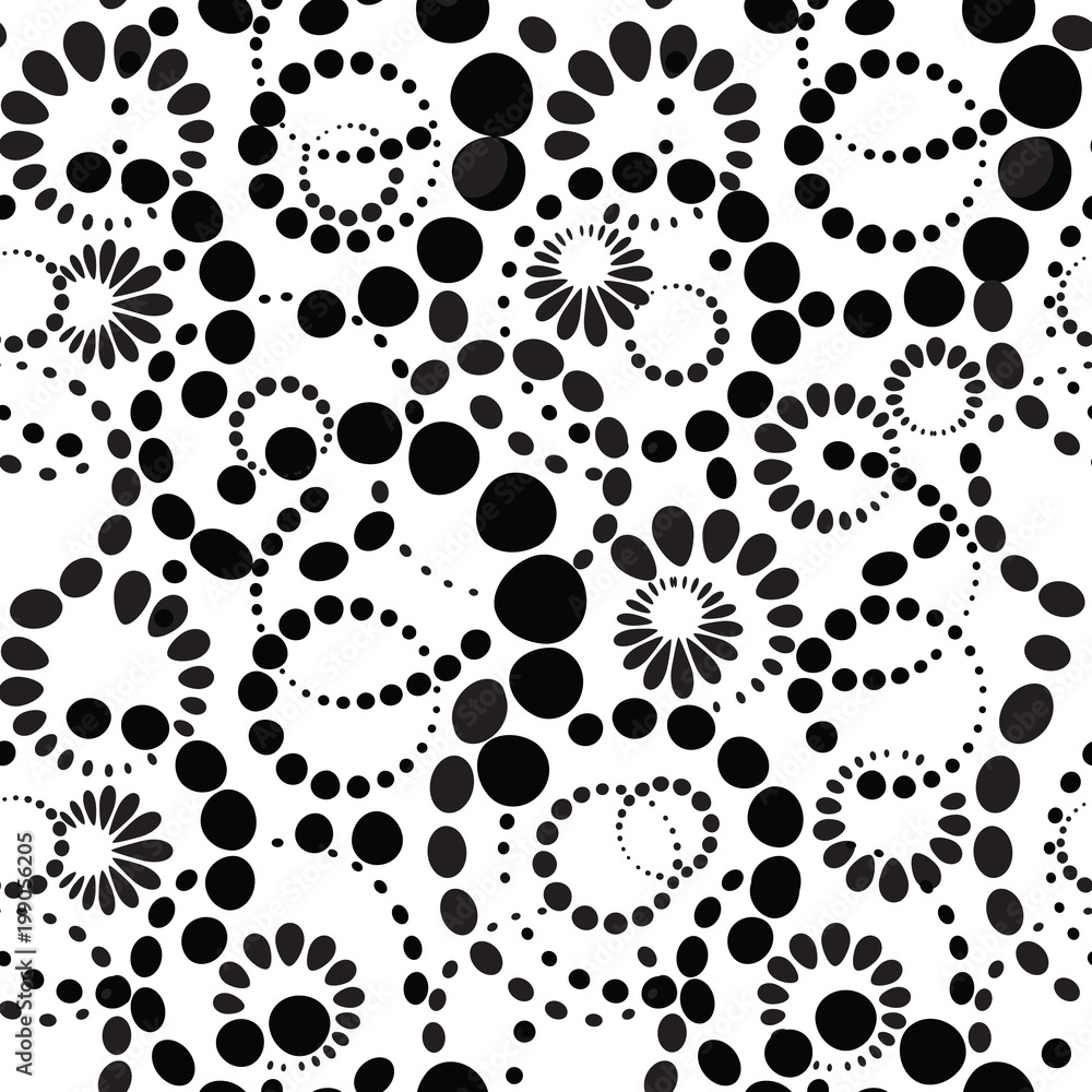 Fototapeta premium Abstract dot seamless pattern. Chaotic round shape circle bubble