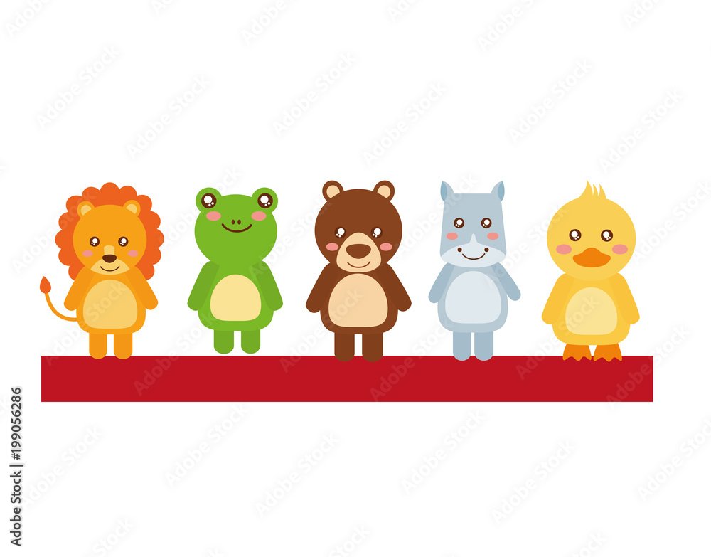cute little animals in shelf vector illustration design cute little animals in shelf vector illustration design