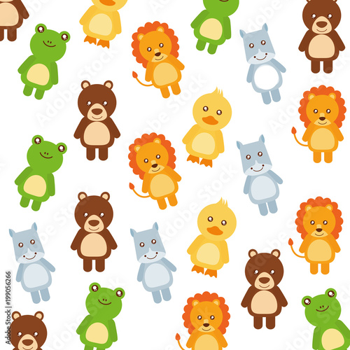 cute little animals pattern background vector illustration design