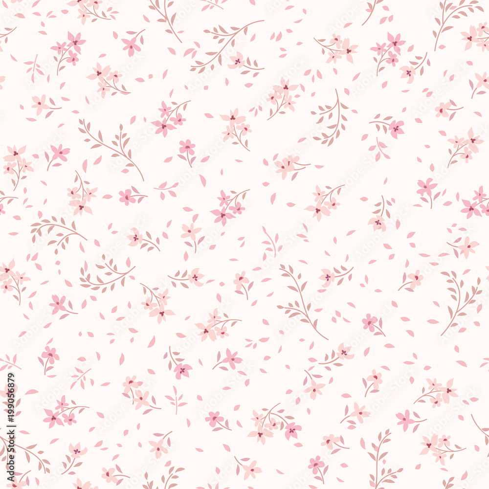 Floral seamless pattern. Ornamental flowers. White summer texture
