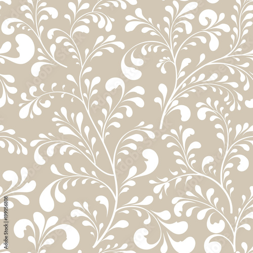 Floral leaf branch seamless pattern. Abstract ornamental flowers