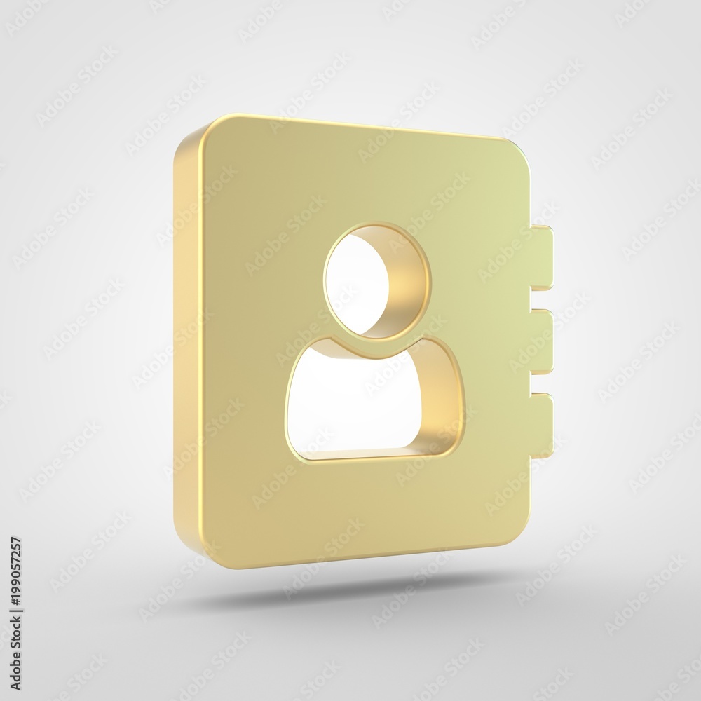 Golden adress book icon isolated on white background. Golden adress book icon isolated on white background.