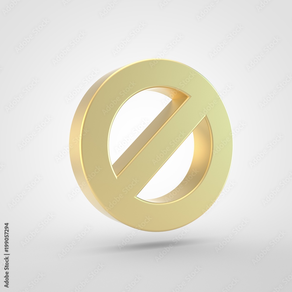 Golden ban icon isolated on white background. Golden ban icon isolated on white background.