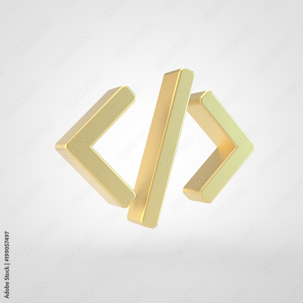 Golden code icon isolated on white background. Golden code icon isolated on white background.