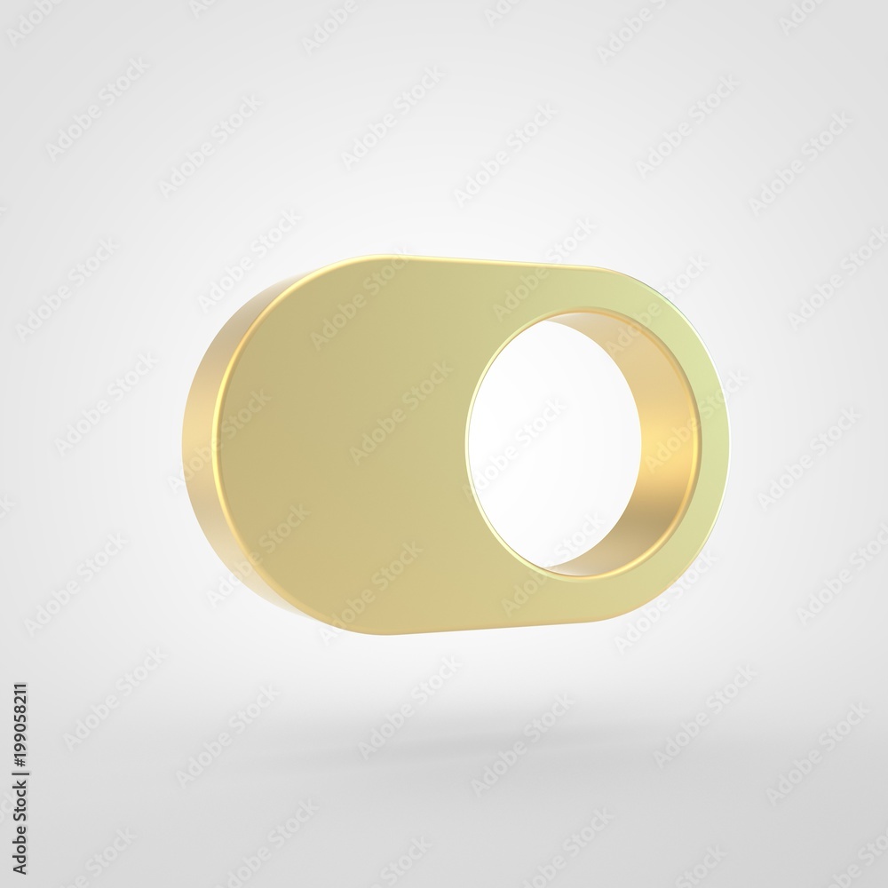 Golden toggle on icon isolated on white background. Golden toggle on icon isolated on white background.