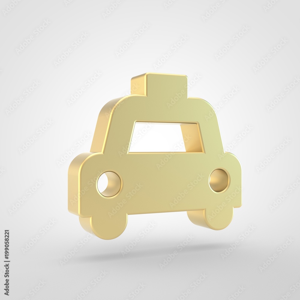 Golden taxi icon isolated on white background.