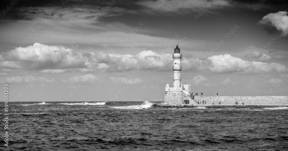 Old harbor, lighthouse, Chania, Crete, Greece Old harbor, lighthouse, Chania, Crete, Greece