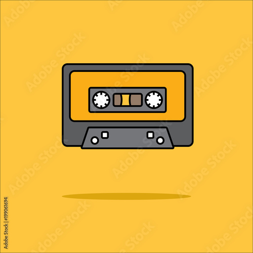 Illustration of audio tape icon in flat style