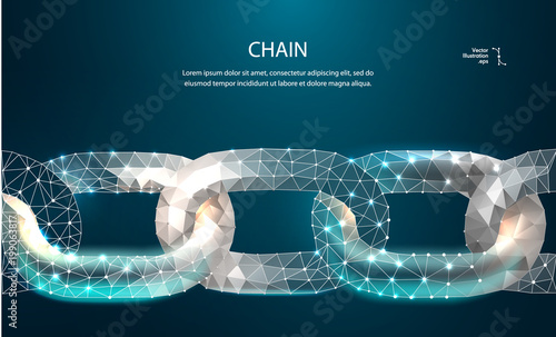 Chain. Blockchain. Low poly 