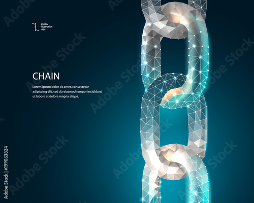 Chain. Blockchain. Low poly 