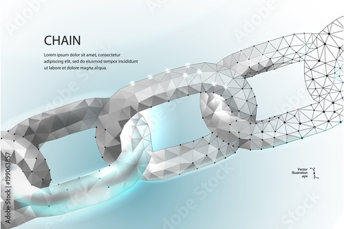 Chain. Blockchain. Low poly 