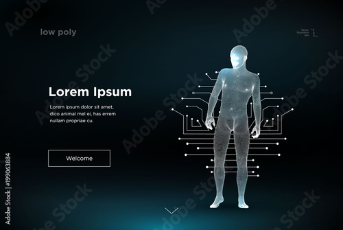 Wireframe polygon man
