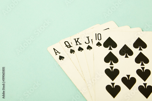 Royal flush poker cards combination.