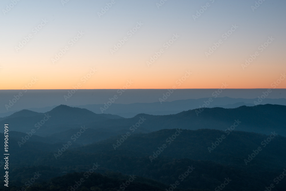 Silhouette Landscape Abstract the mountain range,Horizon beautiful sunrise time
